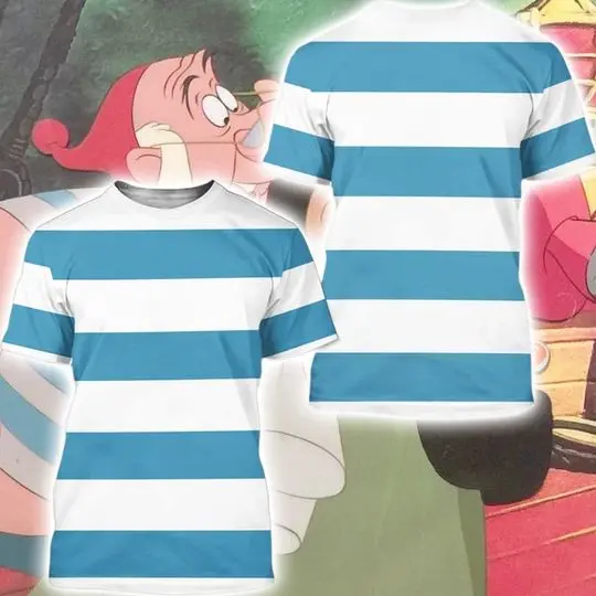 mr smee All Over Print 3D, Captain Hook Funny Character Movie Costume 3D T Shirt Meaningful Gift For Family Gift For Boyfriend Valentine Gift