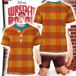 Wreck It Ralph Halloween Costume, Big Man Orange Checkered All Over Print T-Shirt Meaningful Gift For Family Gift For Boyfriend Valentine Gift