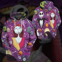 Jack And Sally Full Over Print 3D Hoodie | Jack Skellington Cosplay