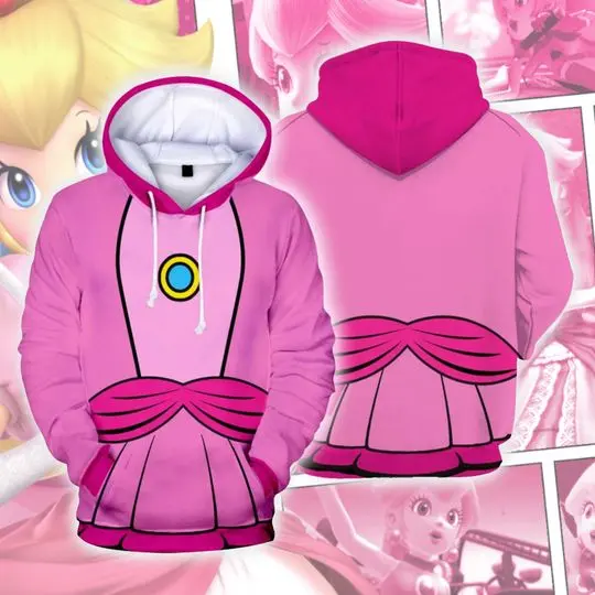 Princess Peach 3D Hoodie Shirt, Princess Peach Mario Hoodie