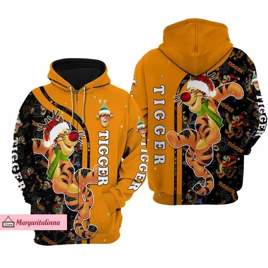 Christmas Tiger Hoodies, Tiger Disney Zip Hoodies, Tiger Disney 3D Hoodies