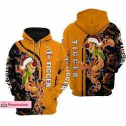 Christmas Tiger Hoodies, Tiger Disney Zip Hoodies, Tiger Disney 3D Hoodies