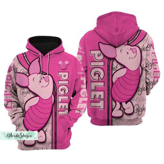 Piglet Disney Hoodie, Piglet Disney 3D Hoodie, Winnie The Pooh Hoodie, Pooh Piglet Men