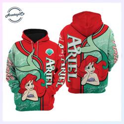 Ariel Hoodie, Ariel Zip Hoodie, Ariel Princess Shirt, Little Mermaid Hoodie