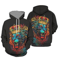 Custom Personalized Lion Crown Graffiti 3D Hoodie