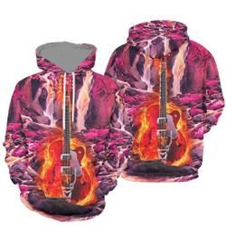 Rocking Fire Guitar 3D Hoodie