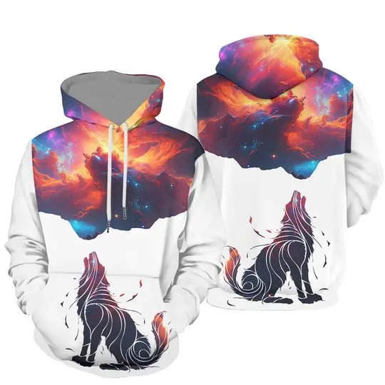 Alone Galaxy Sky Wolf 3D Hoodie