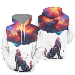 Alone Galaxy Sky Wolf 3D Hoodie