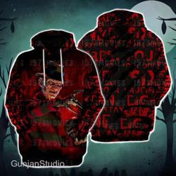Freddy Krueger Hoodie, Horror Movie 3D Shirt