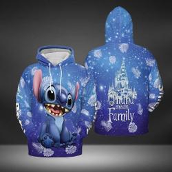Lilo & Stitch Hoodie, Black Blue Stitch Hoodie, 3D Graphic Printed 3D Hoodie All Over Print Hoodie
