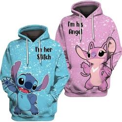 Lilo & Stitch Hoodie, Eeyore And Bee Cartoon Winnie The Pooh Over Print 3D Hoodie Zip Hoodie