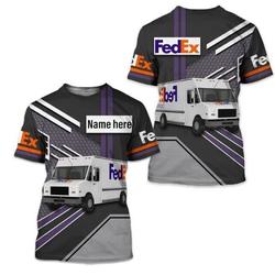Personalized Fedex White Truck T-Shirt, 3D T-Shirt Meaningful Gift For Family Gift For Boyfriend Valentine Gift