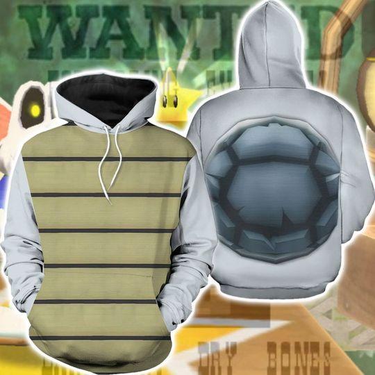 Dry Bones Mario All Over Print 3D Hoodie, Super Mario Cosplay 3D Hoodie