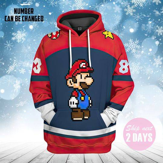 Mario Sports Custom Number 3D Hoodie