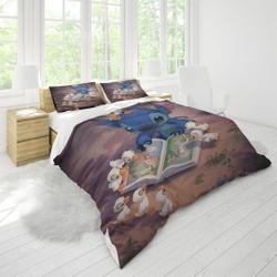 Disney Stitch Printing Three Piece Printed Fashion Pattern Bedding Set Gift For Your Girlfriend Boyfriend Gift For Love Gift For Friend Best Valentine Present Holiday Gift