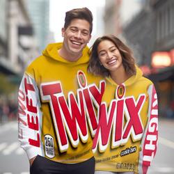 Candy Twix Halloween Costume 3D Hoodie, Twix left and right couple