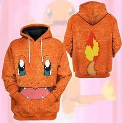 Charmander Full Over Print 3D Hoodie, PKM Charmeleon Charizard Charmander Cosplay