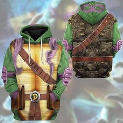 Purple Masked Turtle Hero 3D Full Printed Shirt, Turtle Ninja Warrior Costume Halloween Hoodie