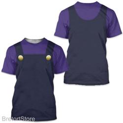 Mario Waluigi 3D Full Over Print Shirt| Waluigi Costume Shirt Meaningful Gift For Family Gift For Boyfriend Valentine Gift