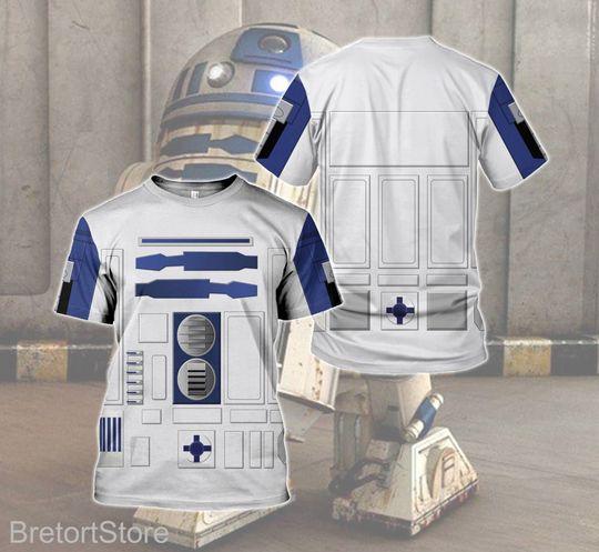 Star Wars R2D2 Outfits Costumes Shirt, R2D2 3D Printed Shirt Meaningful Gift For Family Gift For Boyfriend Valentine Gift