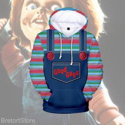 Halloween Chucky Costume Group Hoodie, Sinister Doll-Themed 3D Hoodie