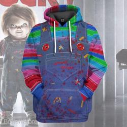 Halloween Chucky Costume Group Hoodie, Sinister Doll-Themed 3D shirt