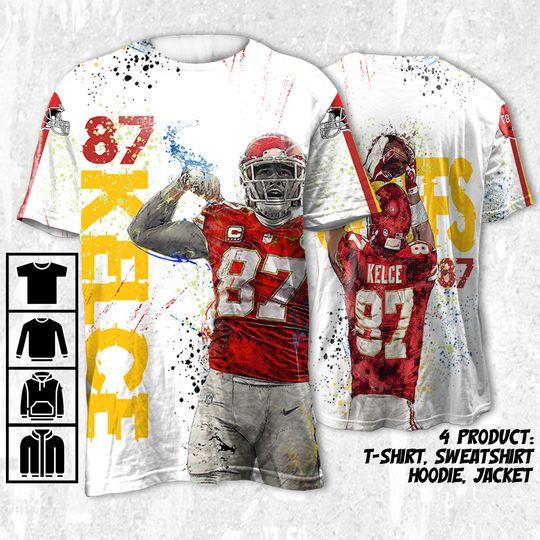 Travis Kelce 87 Chiefs Colorful Shirt,Travis Kelce 87 Kelce Shirt Meaningful Gift For Family Gift For Boyfriend Valentine Gift