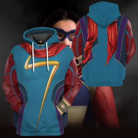 Unisex Ms Marvel Suit Full Over Print 3D Hoodie