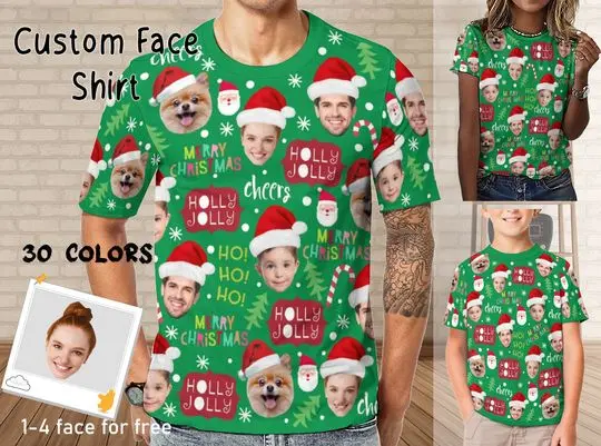 Custom Face Christmas Family Shirt Meaningful Gift For Family Gift For Boyfriend Valentine Gift