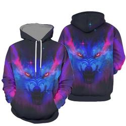 Scary Galaxy Colorful Wolf 3D Hoodie