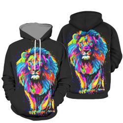 Colorful Painting Jungle King of Lion 3D Hoodie