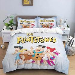 The Flintstones Bedding Three Piece  Cartoon Quilt Cover Bedroom Decoration FashionGift For Your Girlfriend Boyfriend Gift For Love Gift For Friend Best Valentine Present Holiday Gift