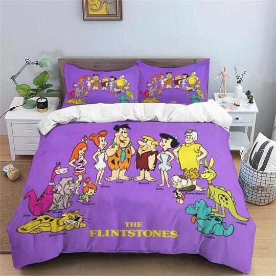 The Flintstones Bedding Three Piece Cartoon Quilt Cover Bedroom Decoration Quilt CoverGift For Your Girlfriend Boyfriend Gift For Love Gift For Friend Best Valentine Present Holiday Gift