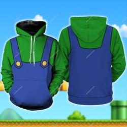 Mario Luigi 3D Full Over Print Hoodie, Super Mario Bros Cosplay 3D Hoodie