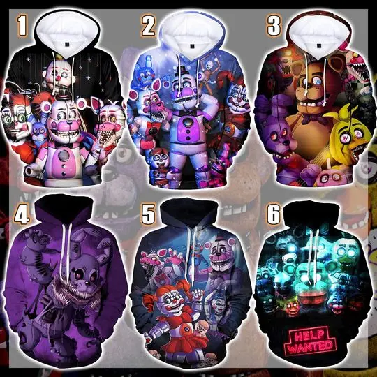 Fnaf Freddy Fazbear 3D Full Over Print 3D Hoodie