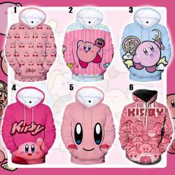 Kirby 3D Print Hoodie, Cute Pink Face Game Character Halloween 3D Hoodie