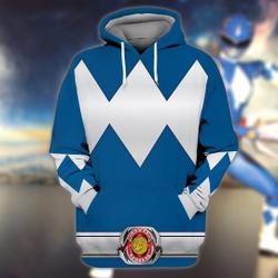 Power Rangers Cosplay Costume, Costume Blue Ranger 3D Hoodie