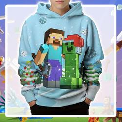 Minecraft Inspired Print Kids shirt, Birthday Shirt, Kids Birthday 3D Hoodie