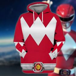 Power Rangers Cosplay Costume, Costume Red Ranger 3D Hoodie