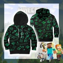 Minecraft Inspired Print Kids shirt, Birthday Shirt, Kids Birthday 3D Hoodie