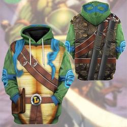 Halloween Costume Ninja Turtle 3D Shirt, Leonardo Turtle 3D Full Over Print 3D Hoodie