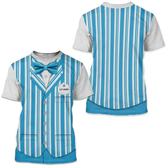 Blue Striped Tie Character 3D Costume Cosplay Shirt Meaningful Gift For Family Gift For Boyfriend Valentine Gift