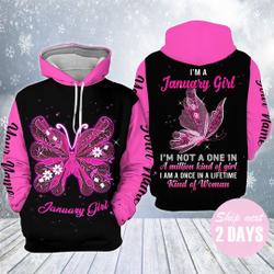Bufterfly Pink Unisex 3D Hoodie, All Over Printed Sweatshirt, 3D Hoodie, Winter Hoodie