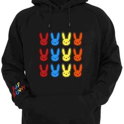Bad Bunny Multi Color Hooded Sweatshirt, Crewneck Pullover 3D Hoodie