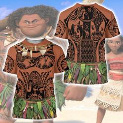 Tattoo Native Dad 3D Shirt, Moana Tattoo Cosplay, Native Men Costume, Halloween Cosplay Party, Daddy All Over Printed Shirt, Father's Birthday