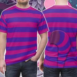 Purple Blue Stripe Cat Halloween 3D Cosplay Shirt, Halloween Costume Family Group T Shirt Meaningful Gift For Family Gift For Boyfriend Valentine Gift