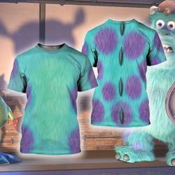 Big Green And Purple Animated Monster Costume 3D shirt Meaningful Gift For Family Gift For Boyfriend Valentine Gift
