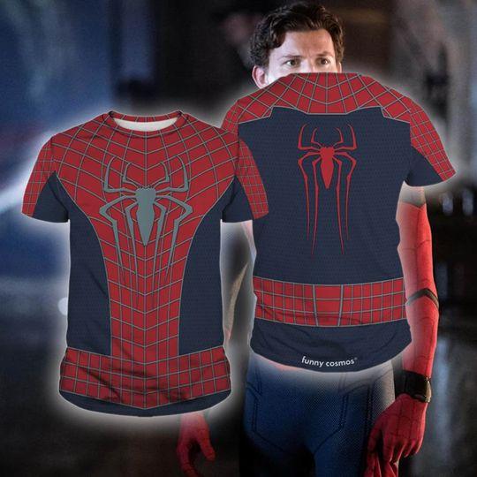 Spider Man 3D Full Over Print 3D Hoodie, Peter Parker Spider Man Suit 3D Shirt Meaningful Gift For Family Gift For Boyfriend Valentine Gift