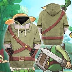 The Legend Of Zelda Link Full Over Print 3D Hoodie, The Legend Of Zelda Cosplay 3D Shirt, Zelda Video Game Sweatshirt Hoodie