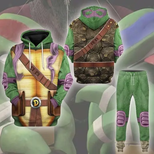 Halloween Costume Ninja Turtle 3D Shirt, Leonardo Turtle 3D Hoodie